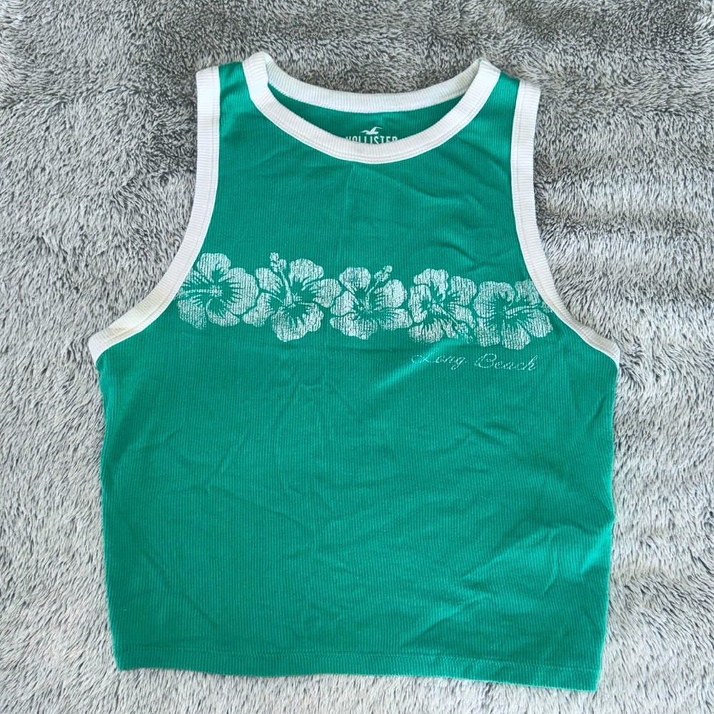 Green tank with floral print
